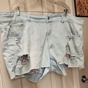 Joe Boxer Blue Jean Shorts with Distressed Look